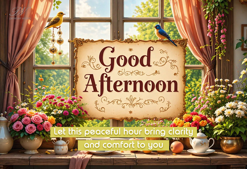 Good Afternoon Wishes with Window Garden Beauty and Peaceful Comfort
