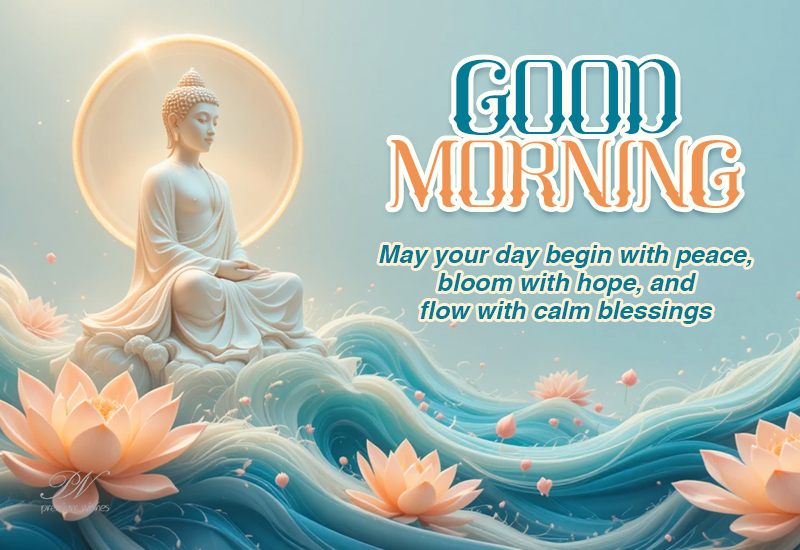 Good Morning Wishes with Buddha Peace, Hope, and Calm Blessings