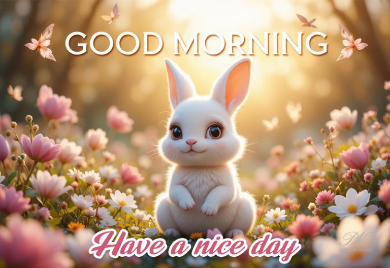 Good Morning Wishes with a Cute White Bunny