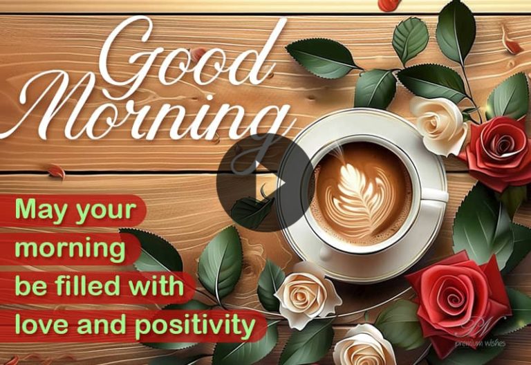 Fresh Good Morning Wishes Video with Flowers and Coffee