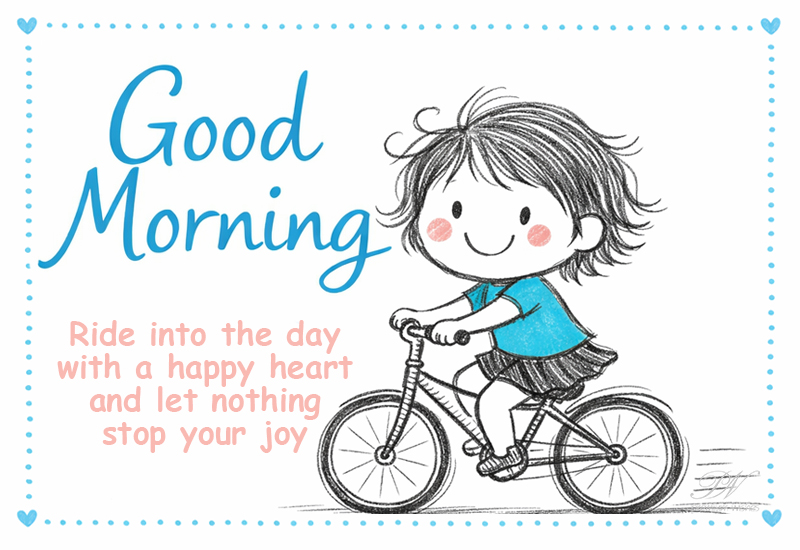 Good Morning Wishes to Ride into the Day with a Happy Heart