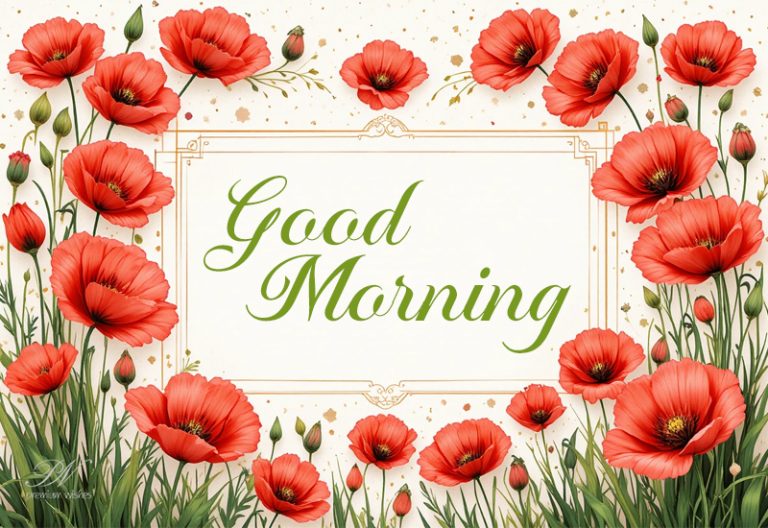 Good Morning Red Poppy Wishes – Beautiful Floral Greeting Good Morning Red Poppy Wishes – Beautiful Floral Greeting
