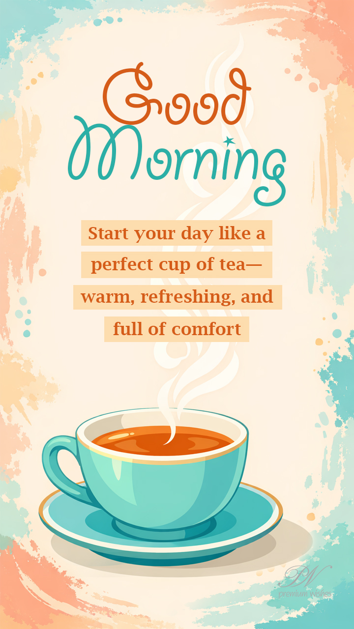 Good Morning Wishes with a Warm Cup of Tea and Comfort
