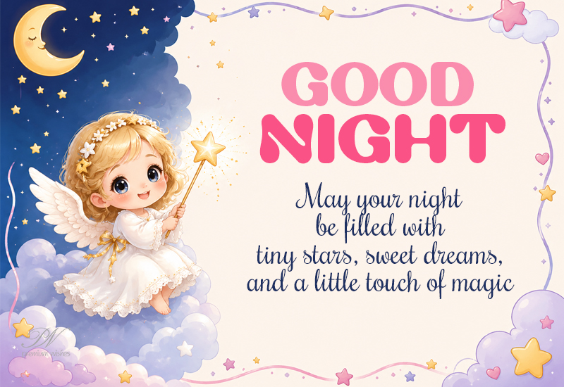 Good Night Cute Angel Wishes – Sweet Dreams Message