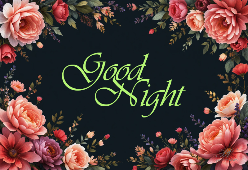 Good Night Wishes with an Elegant Floral Frame Good Night Wishes with an Elegant Floral Frame