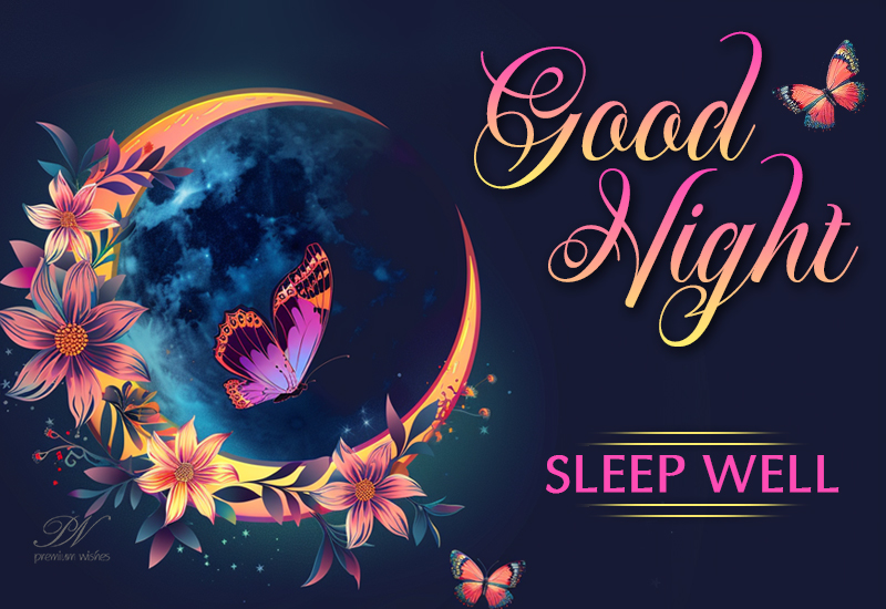 Good Night Floral Moon Sleep Well Wishes