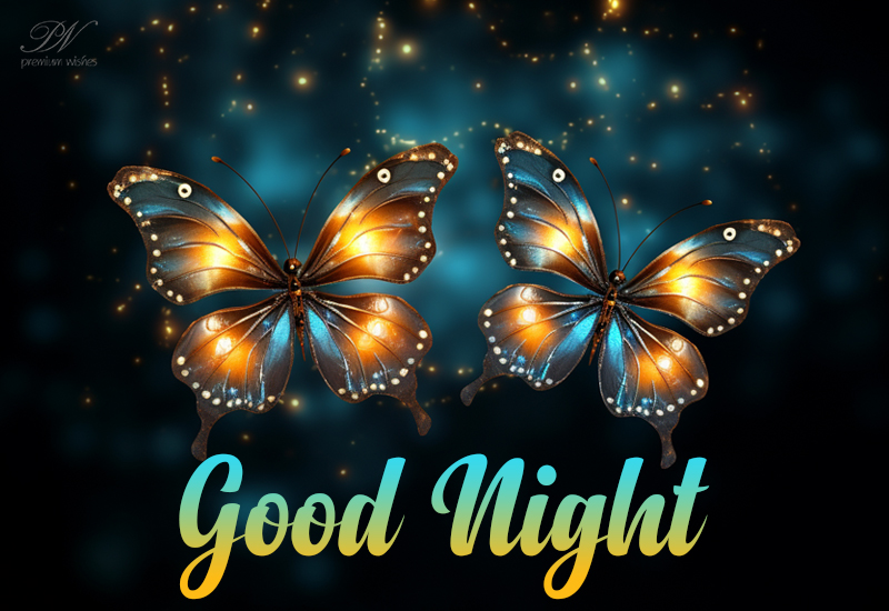 Good Night Wishes with Glowing Butterflies and Dreamy Charm Good Night Wishes with Glowing Butterflies and Dreamy Charm