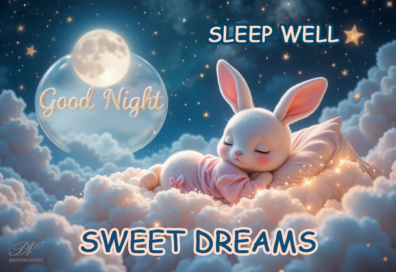Good Night Wishes with a Sleeping Bunny and Sweet Dreams Good Night Wishes with a Sleeping Bunny and Sweet Dreams