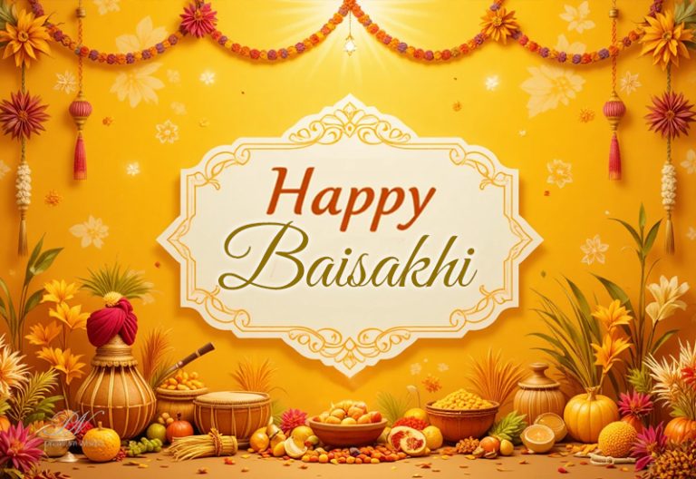 Happy Baisakhi Wishes with Bright Festive Harvest Joy