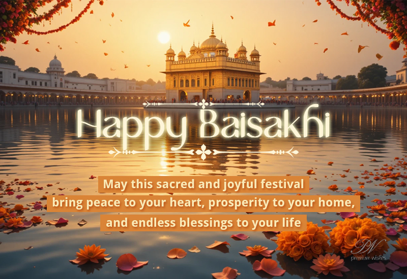 Happy Baisakhi Wishes with Sacred Blessings and Golden Temple Beauty