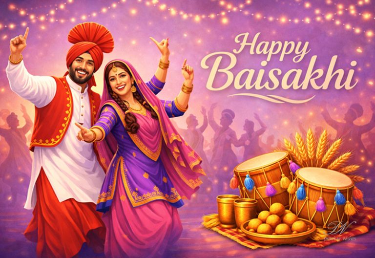 Happy Baisakhi Wishes with Traditional Dance and Festive Joy