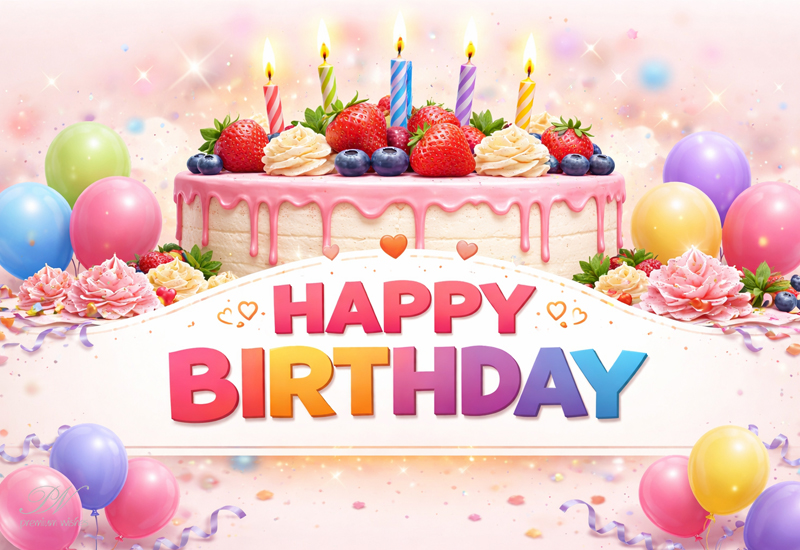 Happy Birthday Wishes with a Beautiful Cake and Balloons Happy Birthday Wishes with a Beautiful Cake and Balloons