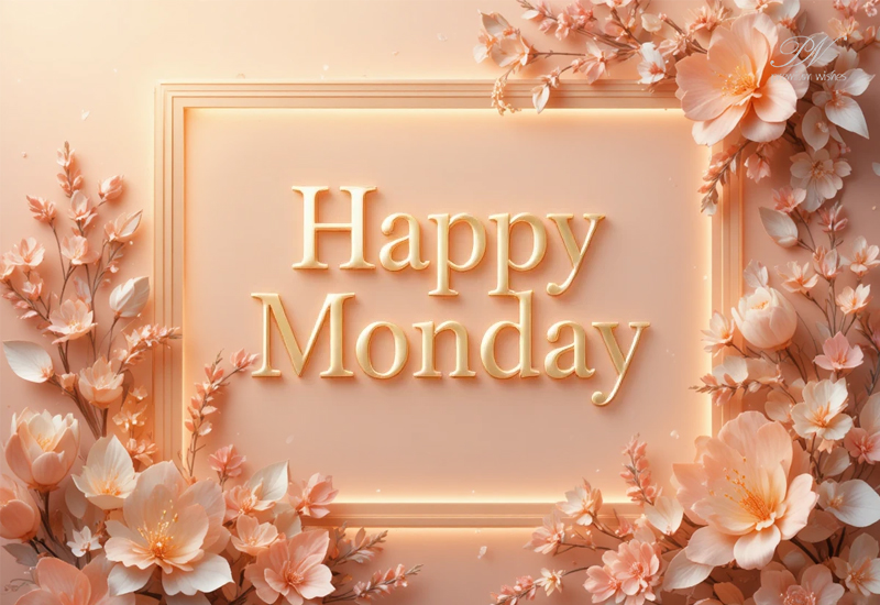 Happy Monday Wishes with a Soft Floral Glow