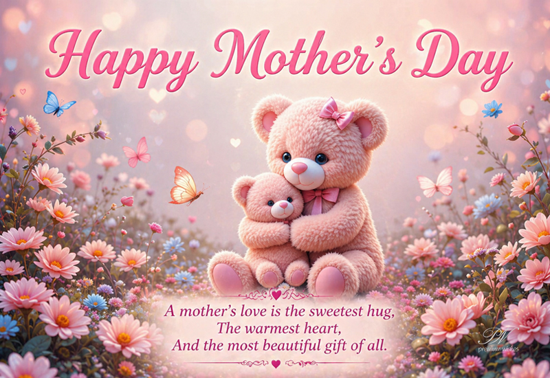 Happy Mother’s Day Teddy Bears – Sweet Floral Greeting