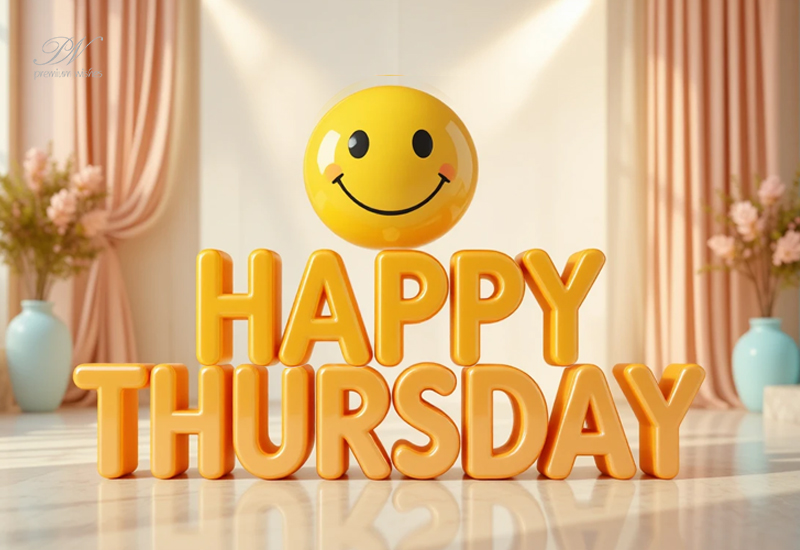 Happy Thursday Wishes with a Bright Smiley and Cheerful 3D Style Happy Thursday Wishes with a Bright Smiley and Cheerful 3D Style