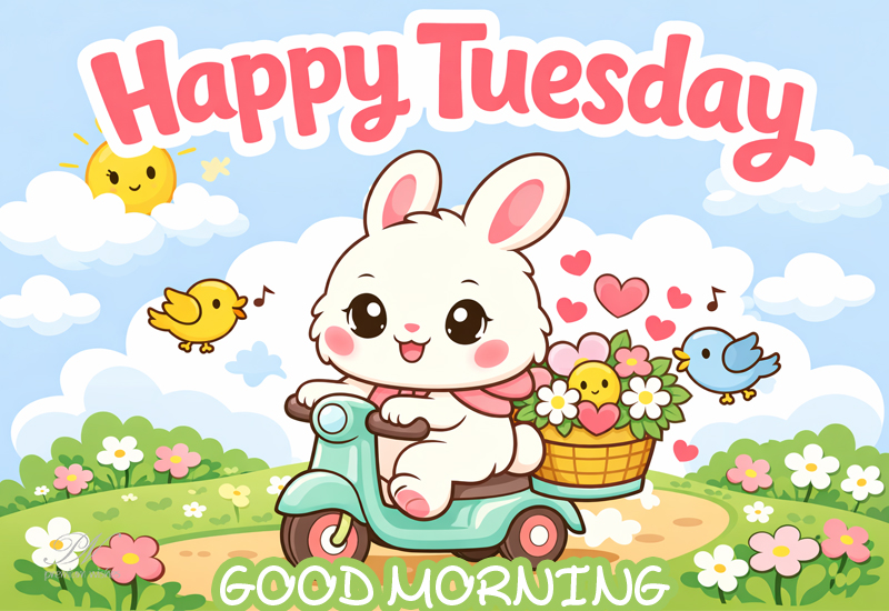 Happy Tuesday Wishes with a Cute Bunny and Good Morning Smile Happy Tuesday Wishes with a Cute Bunny and Good Morning Smile