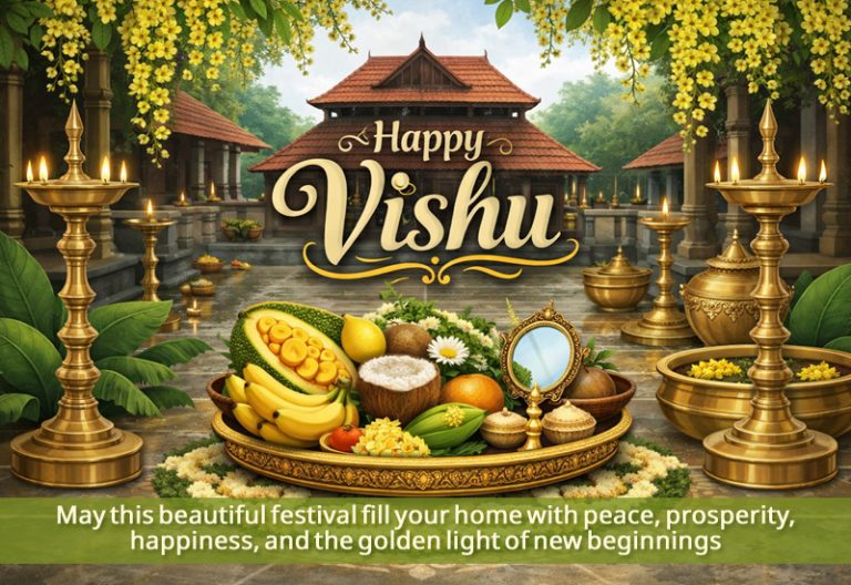 Happy Vishu Wishes with Festival Blessings and Golden New Beginnings