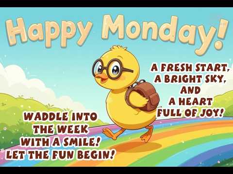Cute Happy Monday Wishes | Fun Cartoon Good Morning Greetings