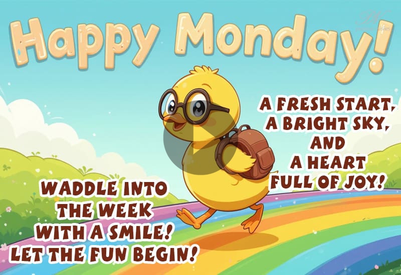 Cute Happy Monday Wishes | Fun Cartoon Good Morning Greetings