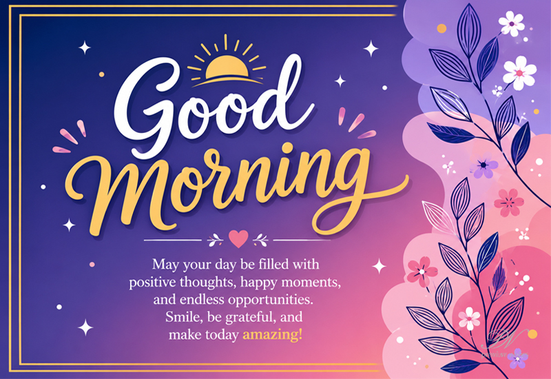 Colorful Good Morning Positive Wishes Card