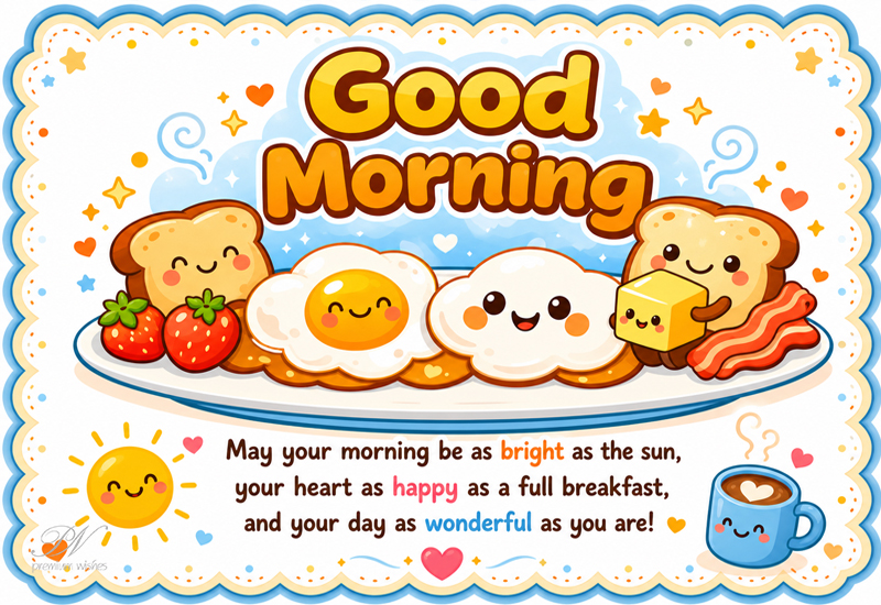Cute Breakfast Good Morning Greeting Card Cute Breakfast Good Morning Greeting Card