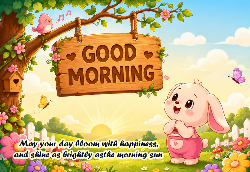 Cute Good Morning Bunny Sunrise – Happy Wishes