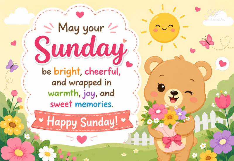 Happy Sunday Wishes with Cute Teddy Bear