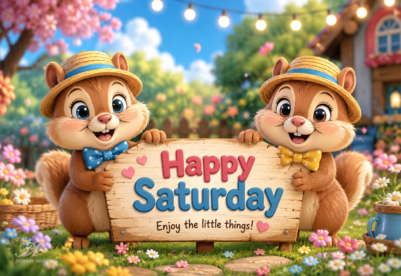 Cute Squirrels Happy Saturday Greeting Card Cute Squirrels Happy Saturday Greeting Card