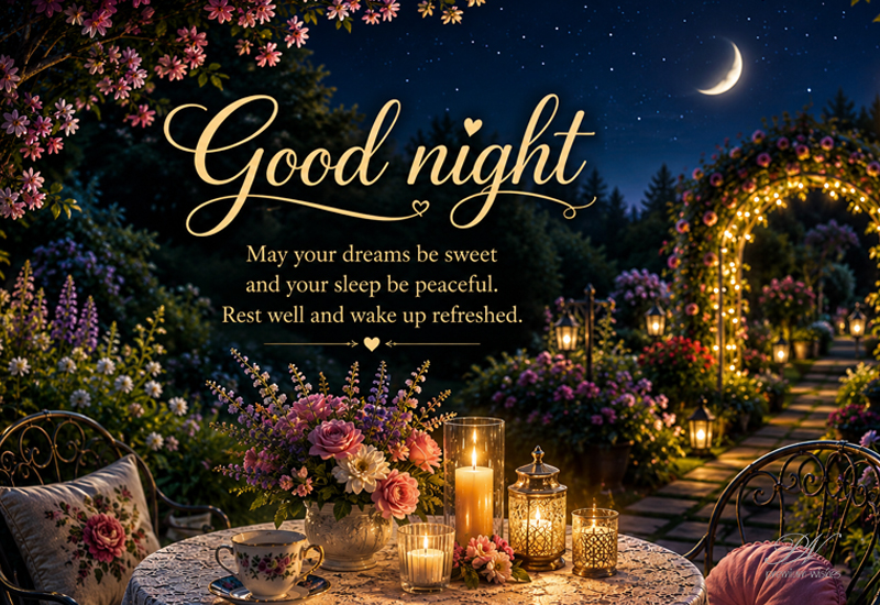 Elegant Garden Good Night Greeting Card Elegant Garden Good Night Greeting Card