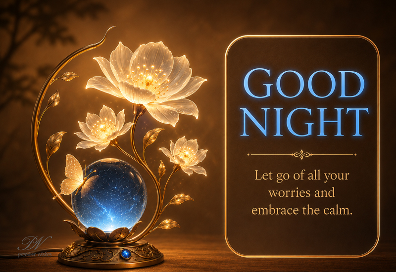 Glowing Floral Good Night Greeting Card