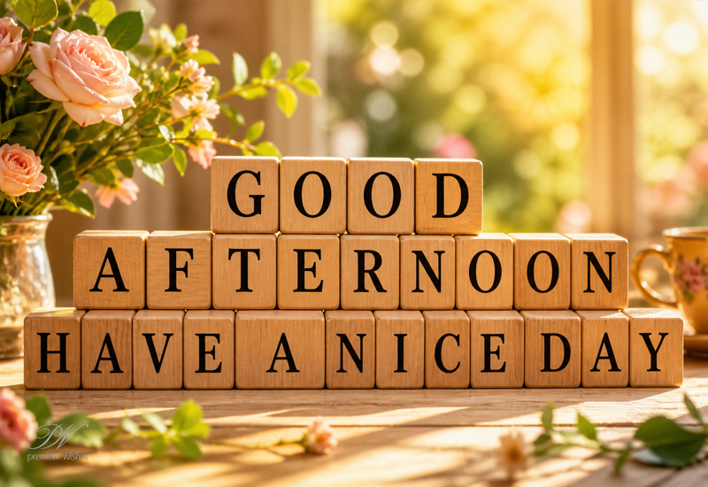 Good Afternoon Wooden Blocks – Have a Nice Day Greeting