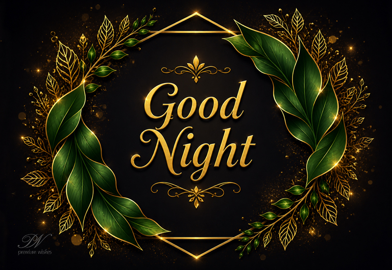 Good Night Golden Leaves Luxury – Elegant Night Greeting