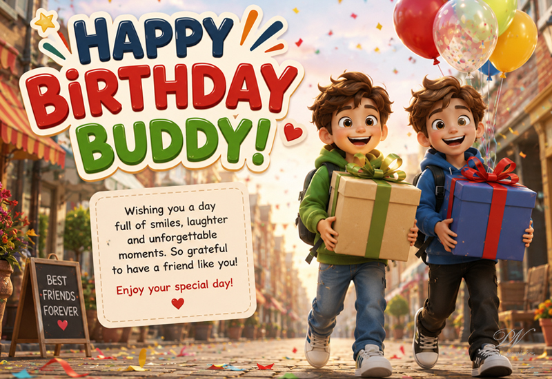 Happy Birthday Buddy – Cute Friendship Greeting Happy Birthday Buddy – Cute Friendship Greeting