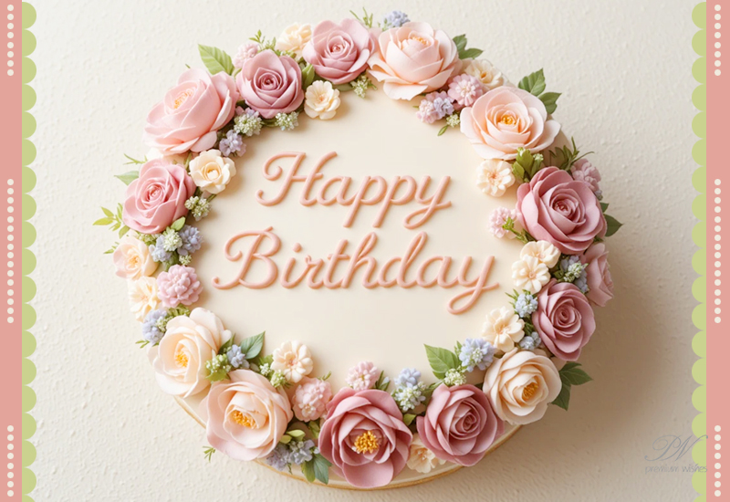 Happy Birthday Floral Wreath Greeting – Beautiful Wishes