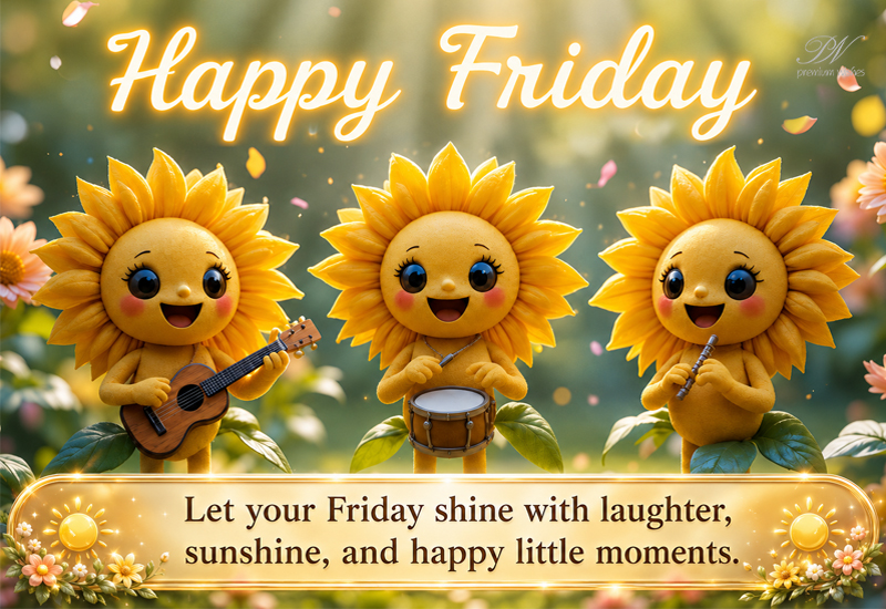 Happy Friday Sunflower Band Greeting – Weekend Wishes