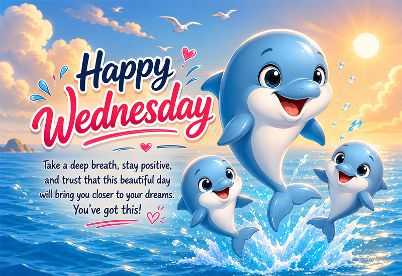 Happy Wednesday Cute Dolphin Greeting Card Happy Wednesday Cute Dolphin Greeting Card