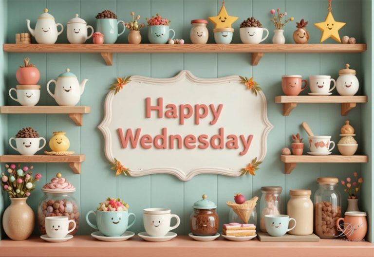 Happy Wednesday Cute Kitchen Shelf – Cheerful Greeting