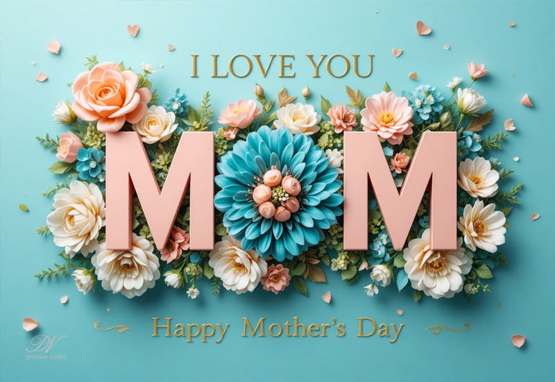 I Love You Mom Floral Mother’s Day – Elegant Greeting