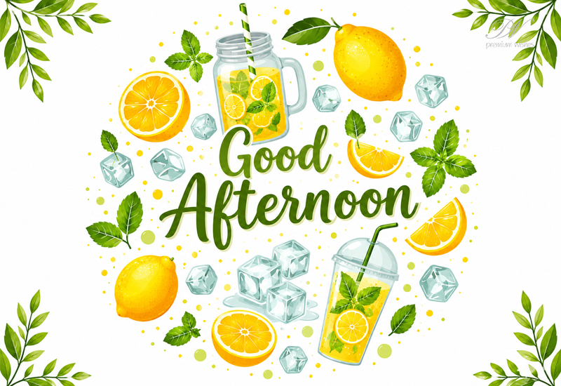 Refreshing Lemon Good Afternoon Greeting Card Refreshing Lemon Good Afternoon Greeting Card