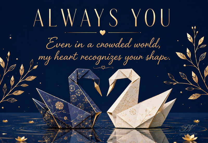 Always You Love Message | Romantic Origami Swans Love Quote Always You Love Message | Romantic Origami Swans Love Quote