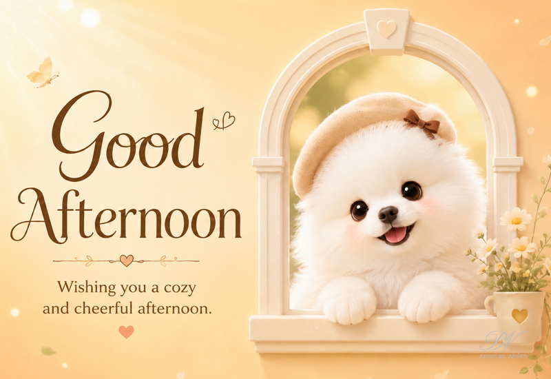 Good Afternoon Cozy Cheerful Puppy Greeting Good Afternoon Cozy Cheerful Puppy Greeting