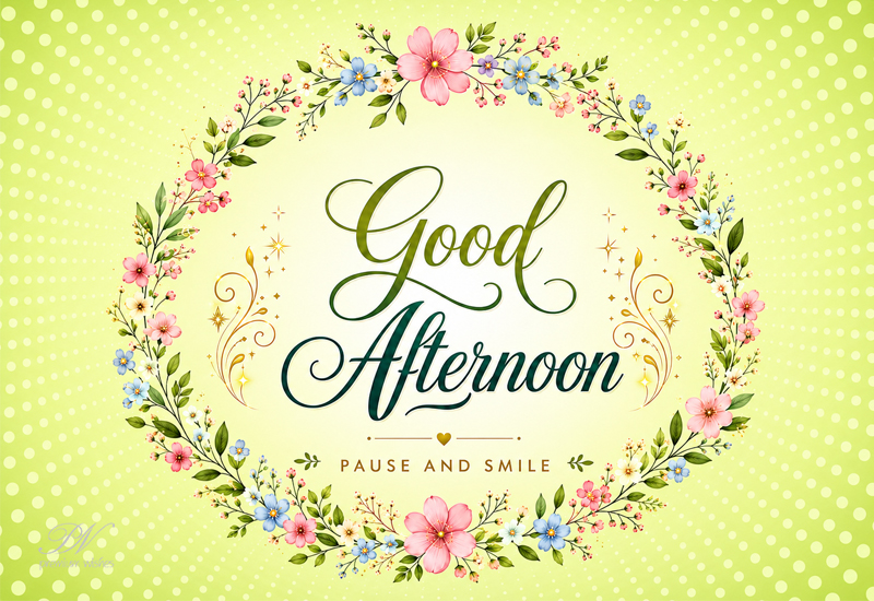 Good Afternoon Floral Wreath Pause and Smile Greeting Good Afternoon Floral Wreath Pause and Smile Greeting
