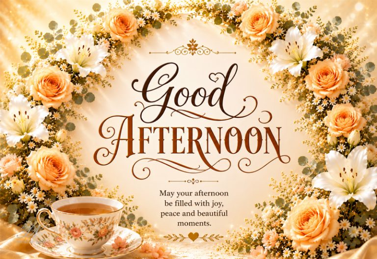 Good Afternoon Joy Peace Beautiful Moments Floral Tea Greeting
