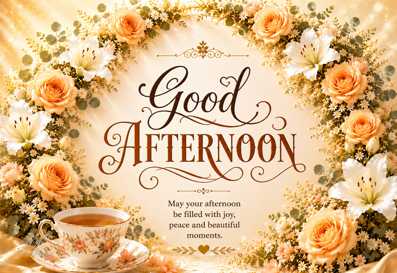 Good Afternoon Joy Peace Beautiful Moments Floral Tea Greeting
