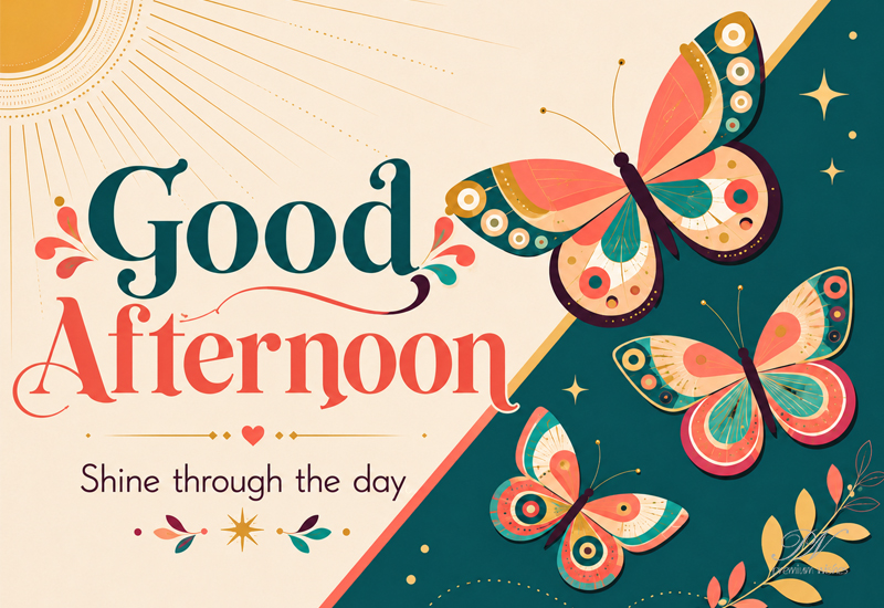 Good Afternoon Shine Through the Day Butterflies Greeting