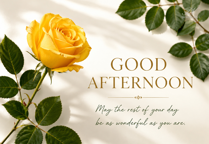 Good Afternoon Yellow Rose Greeting With Wonderful Day Wish Good Afternoon Yellow Rose Greeting With Wonderful Day Wish