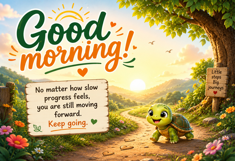Good Morning Baby Tortoise Keep Going