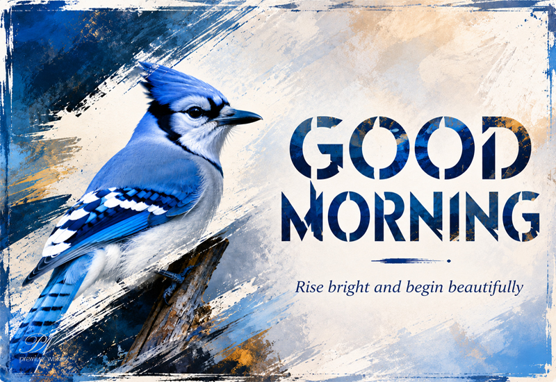 Good Morning Blue Jay Rise Bright Begin Beautifully Greeting