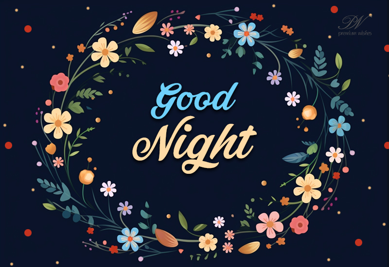 Good Night Floral Wreath Greeting