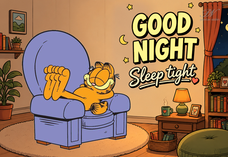 Good Night Sleep Tight Cartoon Cat Armchair Greeting